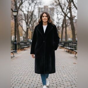 Donnybrook Vintage Faux Fur Long Coat Black Size M